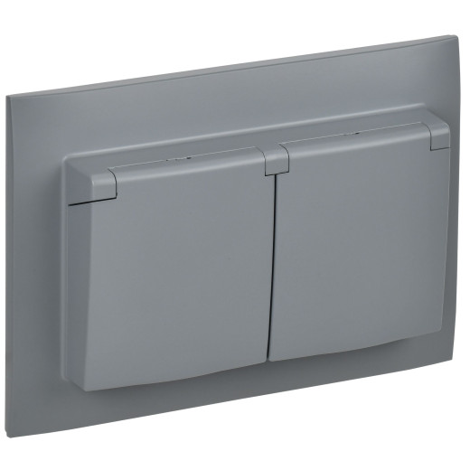 SKANDY Роз. 2-я с кр. 16А в сб IP44 SK-R12Gr сер. IEK