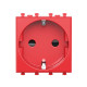 Розетка модульная, 2P+E, с з/ш, Avanti, красный квадрат, 2 модуля