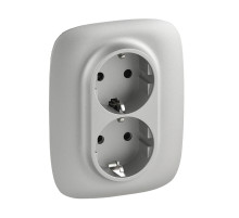 Legrand Valena ALLURE DIY Алюм Розетка 2-ая с/з с защитными шторками, безвинт.зажим.