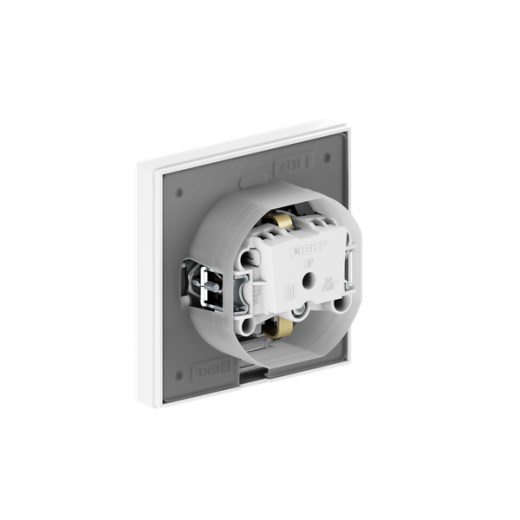 Механизм розетки, 16А, IP44, с заземлением, со шторками, c крышкой, белый Эпика EKF
