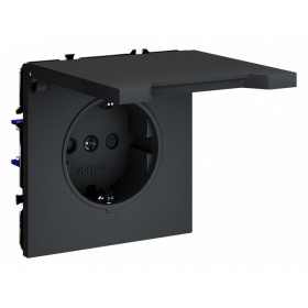 Розетка с заземлением и со шторкой, без рамки с крышкой Voltum S70 VLS040307