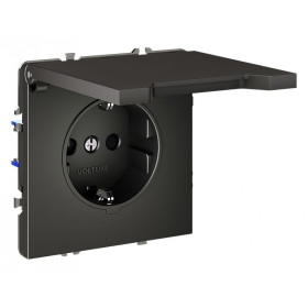 Розетка с заземлением и со шторкой, без рамки с крышкой Voltum S70 VLS040306