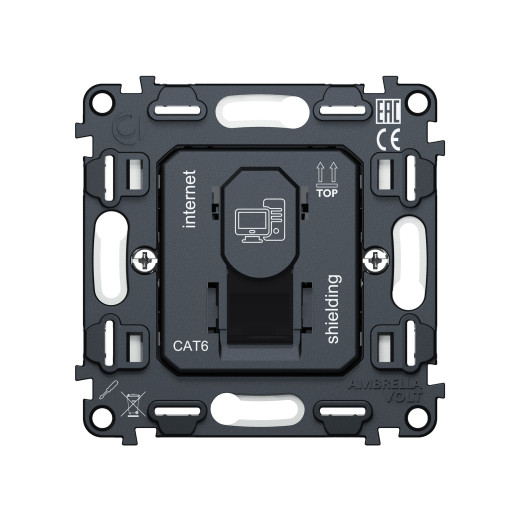 VM185 Механизм компьютерной розетки RJ-45 (8P8C) CAT6A экранированной с автоматической защитной шторкой QUANT