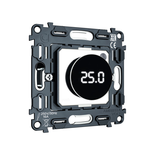 VM1385 Механизм терморегулятора с цифровым дисплеем с подсветкой и датчиком для теплого пола 16A-250V QUANT (EXTRA CONTROL)