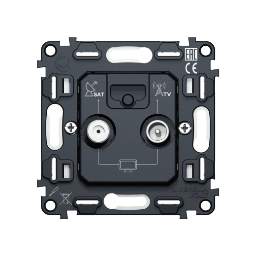VM217 Механизм розетки TV оконечной + SAT 5-862MHz 3.5dB/950-2150MHz 3.8dB QUANT