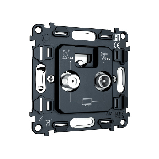 VM217 Механизм розетки TV оконечной + SAT 5-862MHz 3.5dB/950-2150MHz 3.8dB QUANT