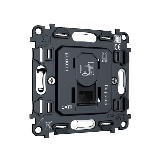 VM185 Механизм компьютерной розетки RJ-45 (8P8C) CAT6A экранированной с автоматической защитной шторкой QUANT