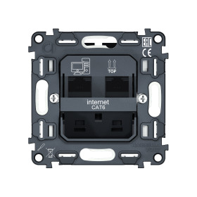 VM189 Механизм компьютерной двойной розетки RJ-45 (8P8C) CAT6 с автоматической защитной шторкой QUANT