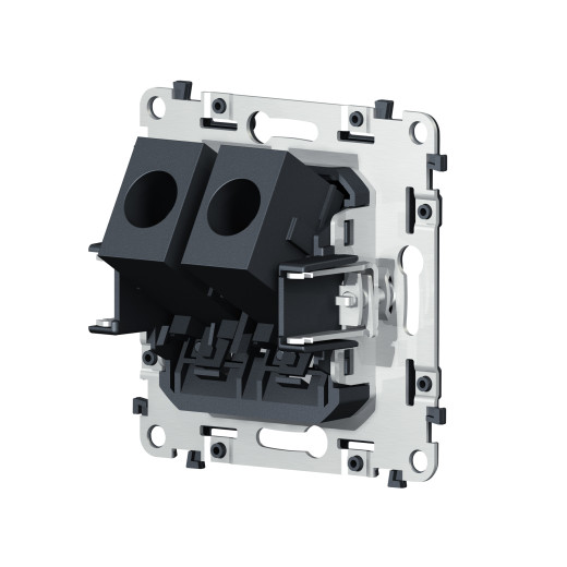 VM189 Механизм компьютерной двойной розетки RJ-45 (8P8C) CAT6 с автоматической защитной шторкой QUANT