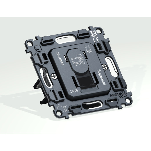 VM185 Механизм компьютерной розетки RJ-45 (8P8C) CAT6A экранированной с автоматической защитной шторкой QUANT