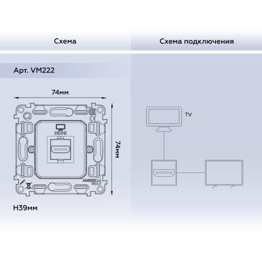 VM222 Механизм розетки HDMI 2.0 40V/500mA 2.0GHz 5-18Gbit/s QUANT