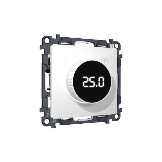 MA105810 Комплект механизма терморегулятора теплого пола с цифровым дисплеем с подсветкой 16A-250V ALFA Белый глянец QUANT (AP1058, VM1385)