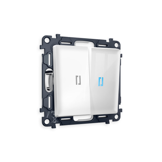 MA104020 Комплект механизма 2-кл выключателя с подсветкой 10000K ALFA Белый глянец QUANT (AP1040, VM115, G17B)