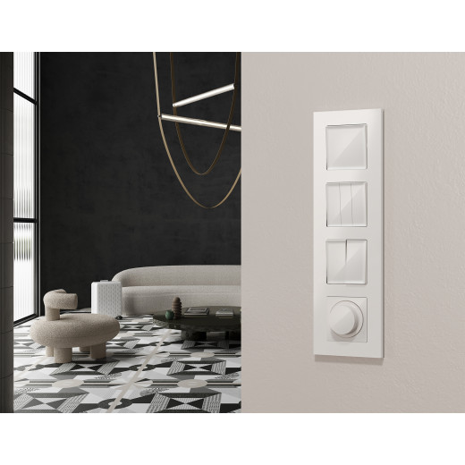 MA103030 Комплект механизма 2-клавишного перекрестного выключателя 10A-250V ALFA Белый глянец QUANT (AP1030, VM125)