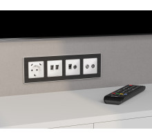 MA112510 Комплект механизма розетки компьютерной + TV оконечной RJ-45 с автоматической защитной шторкой ALFA Белый глянец QUANT (AP1125, VM195)