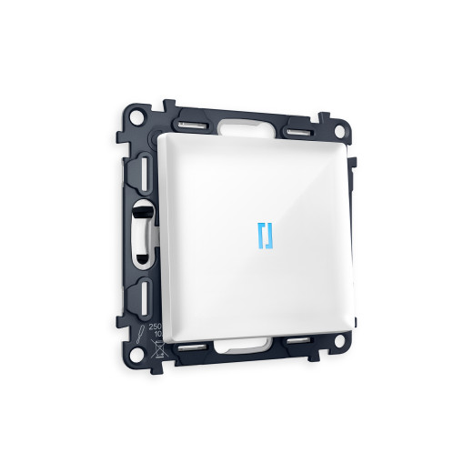 MA102020 Комплект механизма 1-кл выключателя с подсветкой 10000K ALFA Белый глянец QUANT (AP1020, VM101, G17B)