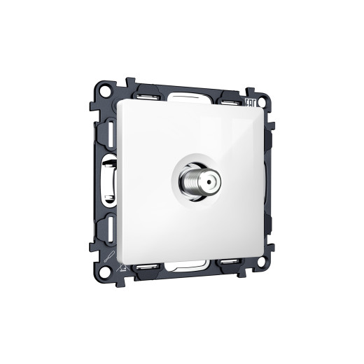 MA113050 Комплект механизма TV розетки SAT 5-2400MHz 3.5dB ALFA Белый глянец QUANT (AP1130, VM215)