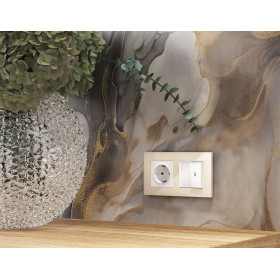 MA104035 Комплект механизма 2-кл проходного выключателя с подсветкой 5600K ALFA Белый глянец QUANT (AP1040, VM120, G25W)