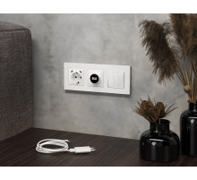 MA110510 Комплект механизма электрической розетки 2USB С+C 20W с/з на винтовых зажимах 16A-250V ALFA Белый глянец QUANT (AP1105, VM165)