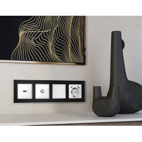 MA113050 Комплект механизма TV розетки SAT 5-2400MHz 3.5dB ALFA Белый глянец QUANT (AP1130, VM215)