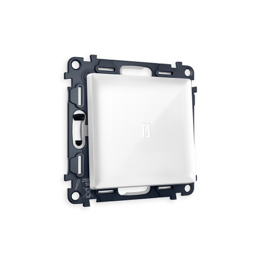 MA102015 Комплект механизма 1-кл выключателя с подсветкой 5600K ALFA Белый глянец QUANT (AP1020, VM101, G14W)