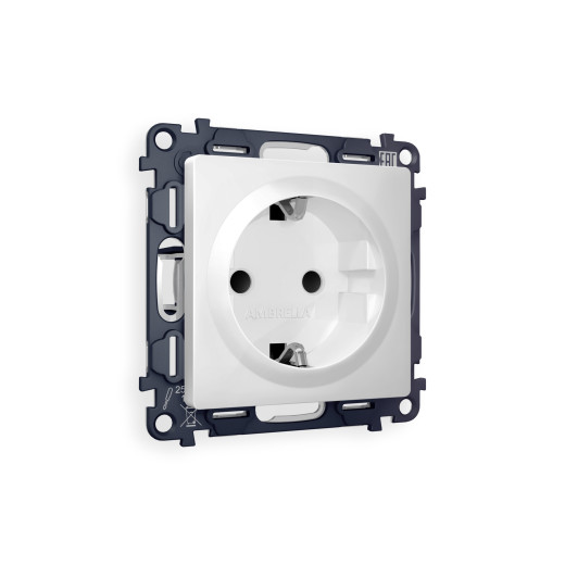 MA107010 Комплект механизма электрической розетки ALFA Белый глянец с/з с шторками QUANT (AP1070, VM141)