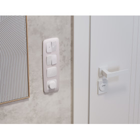 MO103030 Комплект механизма 2-клавишного перекрестного выключателя 10A-250V OMEGA Белый глянец QUANT (OP1030, VM125)