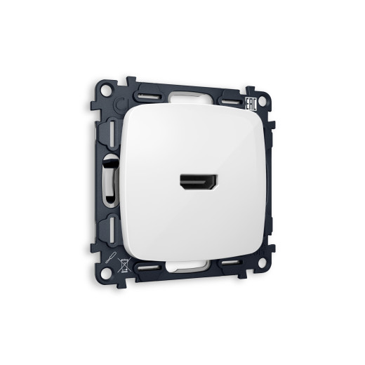 MO114010 Комплект механизма розетки HDMI 2.0 OMEGA Белый глянец 40V/500mA 2.0GHz 5-18Gbit/s QUANT (OP1140, VM222)