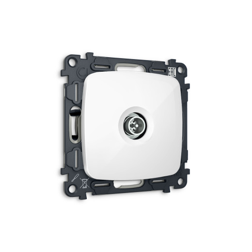 MO113005 Комплект механизма TV розетки оконечной экранированной 5-1000MHz 3dB OMEGA Белый глянец QUANT (OP1130, VM199)