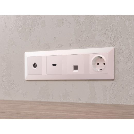 MA212010 Комплект механизма компьютерной розетки ALFA Жемчуг RJ-45(8P8C) CAT6 с шторкой QUANT (AP2120, VM188)