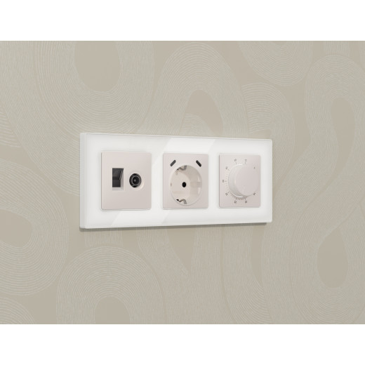 MA212510 Комплект механизма розетки компьютерной + TV оконечной RJ-45 с автоматической защитной шторкой ALFA Жемчуг QUANT (AP2125, VM195)