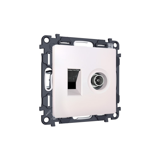 MA212510 Комплект механизма розетки компьютерной + TV оконечной RJ-45 с автоматической защитной шторкой ALFA Жемчуг QUANT (AP2125, VM195)