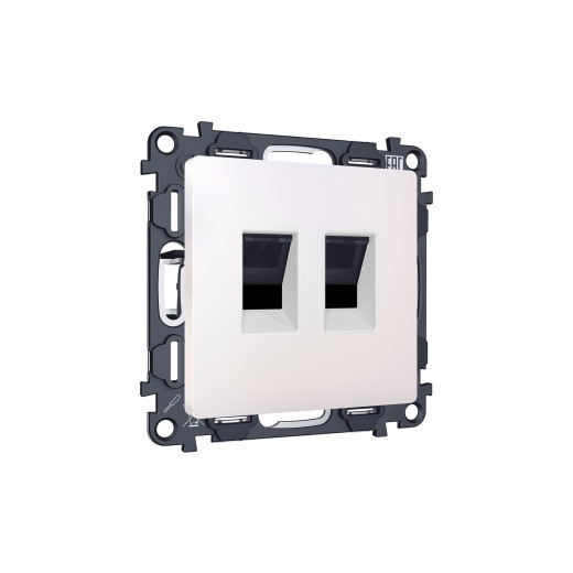 MA212110 Комплект механизма компьютерной двойной розетки RJ-45 с автоматической защитной шторкой ALFA Жемчуг QUANT (AP2121, VM189)