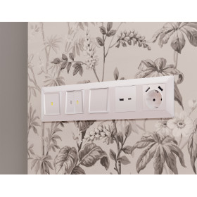 MA202030 Комплект механизма 1-кл проходного выключателя с подсветкой 3200K ALFA Жемчуг QUANT (AP2020, VM105, G22Y)