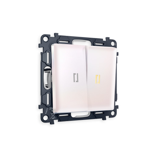 MA204030 Комплект механизма 2-кл проходного выключателя с подсветкой 3200K ALFA Жемчуг QUANT (AP2040, VM120, G22Y)