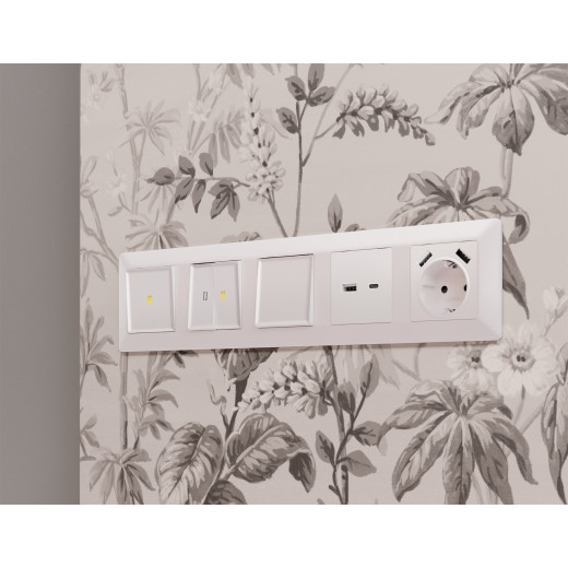 MA209010 Комплект механизма электрической розетки ALFA Жемчуг 2USB A+A 18W (быстрая зарядка) с/з QUANT (AP2090, VM155)