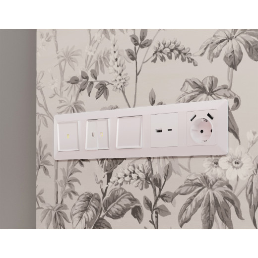 MA211010 Комплект механизма розетки ALFA Жемчуг 2USB A+C 20W (быстрая зарядка) QUANT (AP2110, VM177)