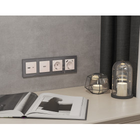 MA210010 Комплект механизма электрической розетки ALFA Жемчуг 2USB A+C 20W (быстрая зарядка) с/з QUANT (AP2100, VM160)