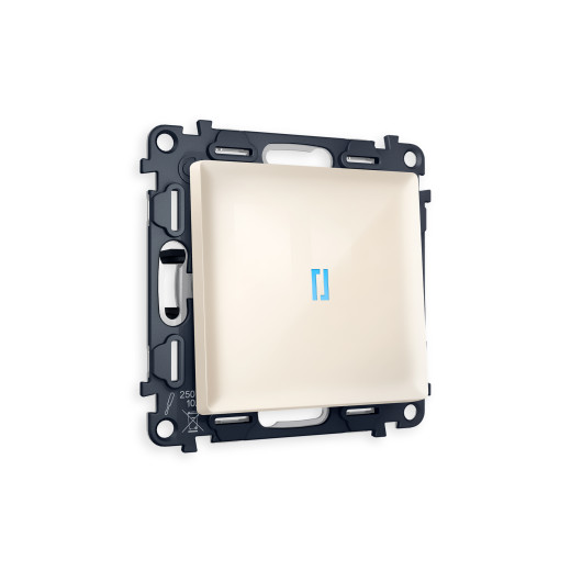 MA302040 Комплект механизма 1-кл проходного выключателя с подсветкой 10000K ALFA Бежевый глянец QUANT (AP3020, VM105, G29B)