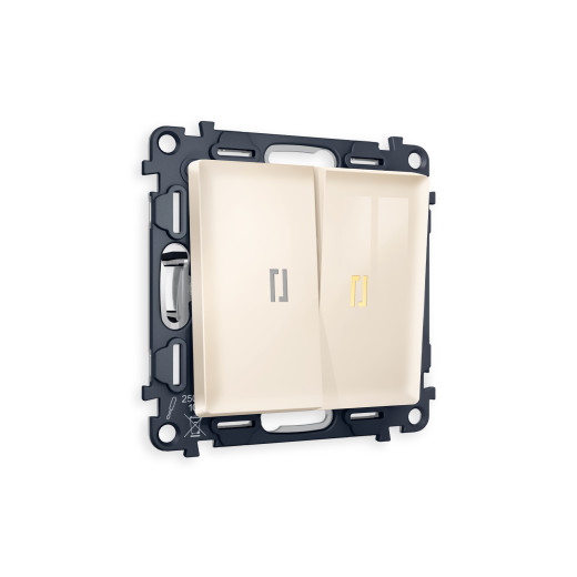 MA304010 Комплект механизма 2-кл выключателя с подсветкой 3200K ALFA Бежевый глянец QUANT (AP3040, VM115, G11Y)