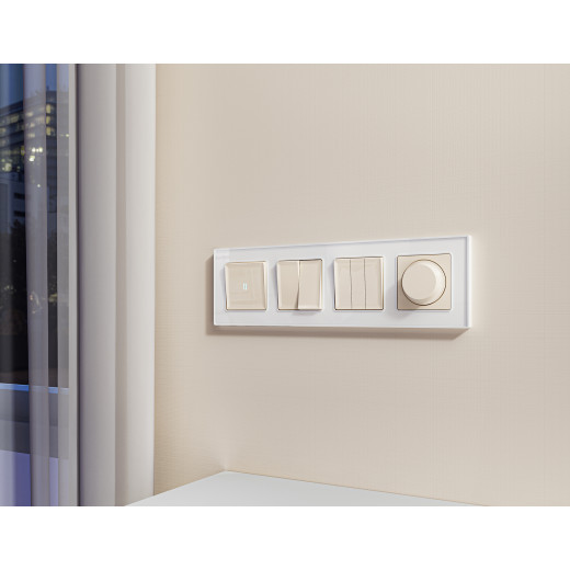 MA305510 Комплект механизма светорегулятора универсального ALFA Бежевый глянец 25-600W/LED 5-300W QUANT (AP3055, VM136)