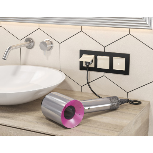 MA308010 Комплект механизма электрической розетки ALFA Бежевый глянец с/з с шторками и крышкой IP44 QUANT (AP3080, VM141)