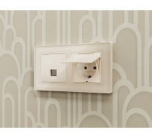 MA312030 Комплект механизма телефонной розетки ALFA Бежевый глянец RJ-11(4P4C) с шторкой QUANT (AP3120, VM190)