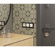 MA304040 Комплект механизма 2-кл проходного выключателя с подсветкой 10000K ALFA Бежевый глянец QUANT (AP3040, VM120, G29B)