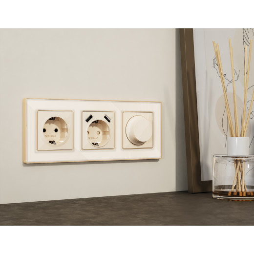 MA306010 Комплект механизма электрической розетки ALFA Бежевый глянец с/з на винтовых зажимах QUANT (AP3060, VM141)