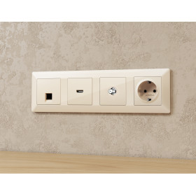 MA313050 Комплект механизма TV розетки SAT 5-2400MHz 3.5dB ALFA Бежевый глянец QUANT (AP3130, VM215)