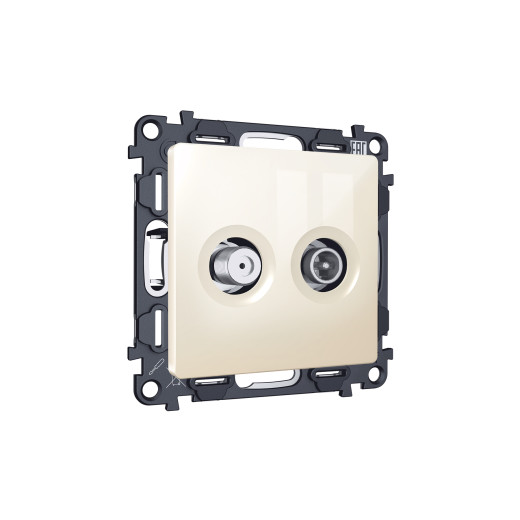 MA313310 Комплект механизма розетки TV оконечной + SAT 5-862MHz 3.5dB/950-2150MHz 3.5dB ALFA Бежевый глянец QUANT (AP3133, VM217)