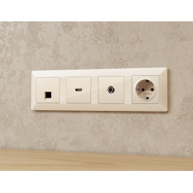 MA314010 Комплект механизма розетки HDMI 2.0 ALFA Бежевый глянец 40V/500mA 2.0GHz 5-18Gbit/s QUANT (AP3140, VM222)