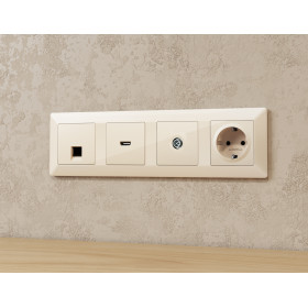 MA313005 Комплект механизма TV розетки оконечной экранированной 5-1000MHz 3dB ALFA Бежевый глянец QUANT (AP3130, VM199)