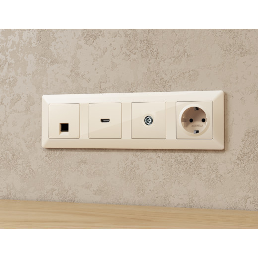 MA313005 Комплект механизма TV розетки оконечной экранированной 5-1000MHz 3dB ALFA Бежевый глянец QUANT (AP3130, VM199)